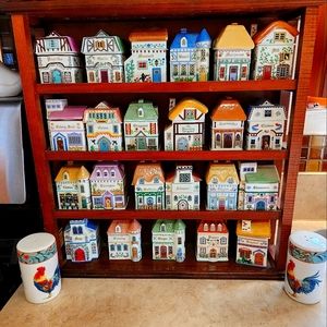 VINTAGE LENNOX SPICE PORCELIN -WOOD SPICE RACK